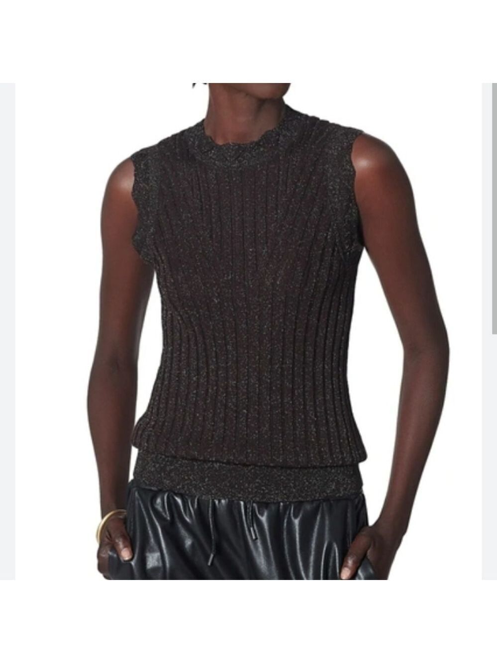 Joie Kirsten Sleeveless Knit Top In Caviar
